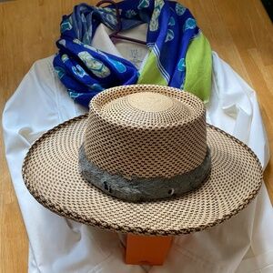 Womens Straw Hat Monte Cristi Western Wide Brim Size 6 7/8